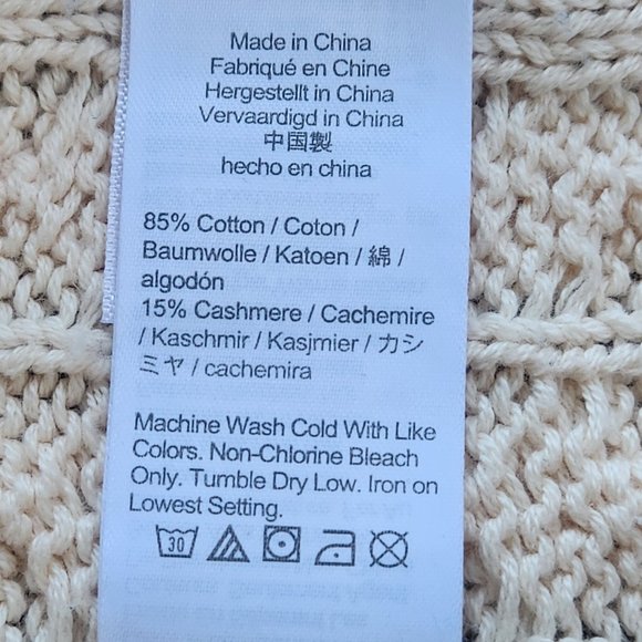 NWOT J. Crew Cotton Cashmere Cable Knit Pullover in Palest Peach RUNS BIG - Picture 5 of 10